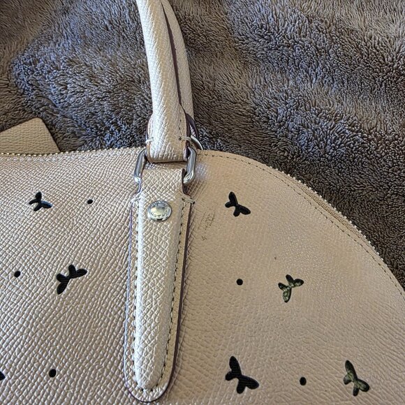 Coach Perforated Bow Crossgrain Leather Sierra Satchel 59344 SV/Beechwood - Picture 12 of 16